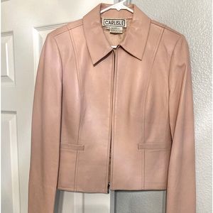 Carlisle leather jacket in blush pink